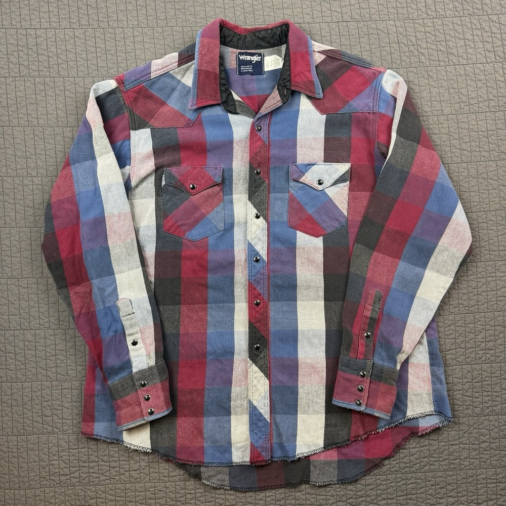 Vintage Wrangler Pearl Snap Flannel Shirt Men XL Heavyweight‎ Western Button Up